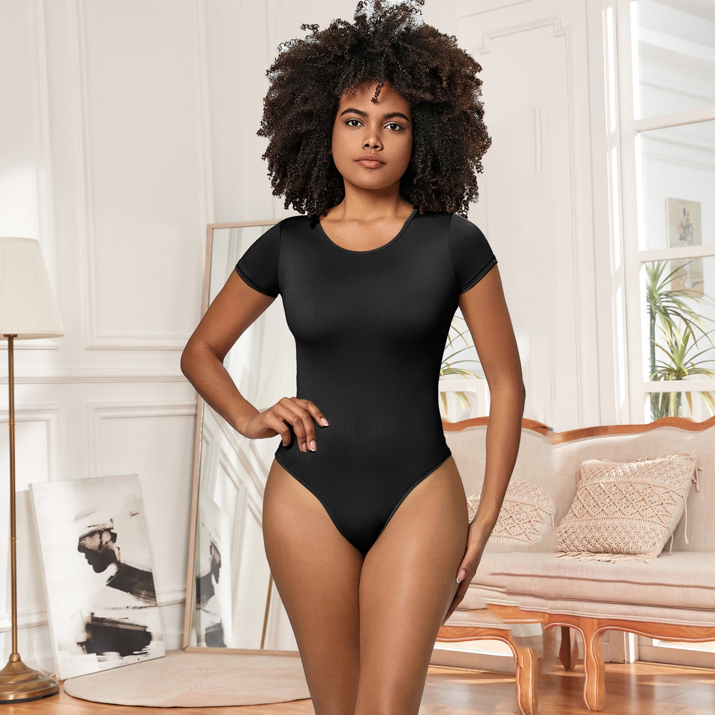 Bodysuit for Women Long Sleeve Zip Up Shapewear Seamless Ribbed Mock Turtle Neck Deep V Body Suit Tops Winter