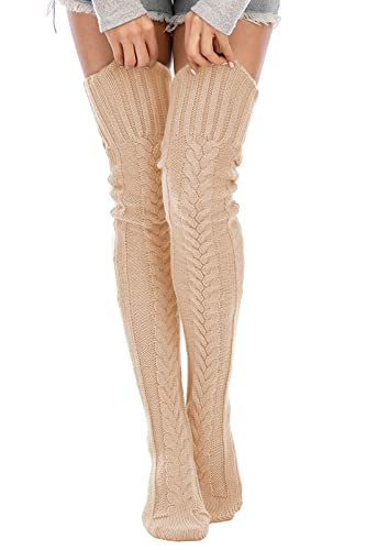 SherryDC Cozy Cable Knit Thigh Highs - Embrace Winter in Style