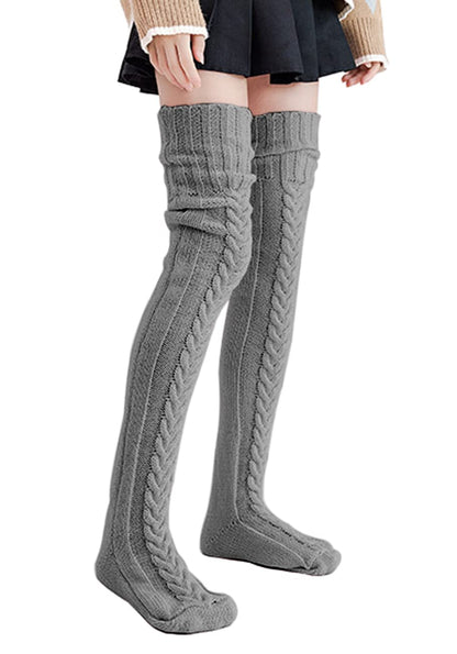 SherryDC Cozy Cable Knit Thigh Highs - Embrace Winter in Style