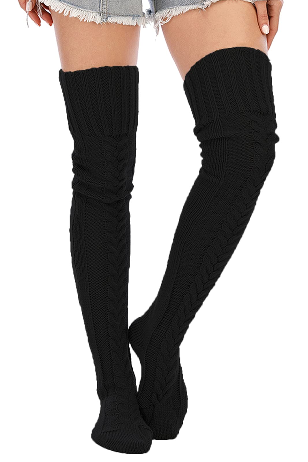 SherryDC Cozy Cable Knit Thigh Highs - Embrace Winter in Style