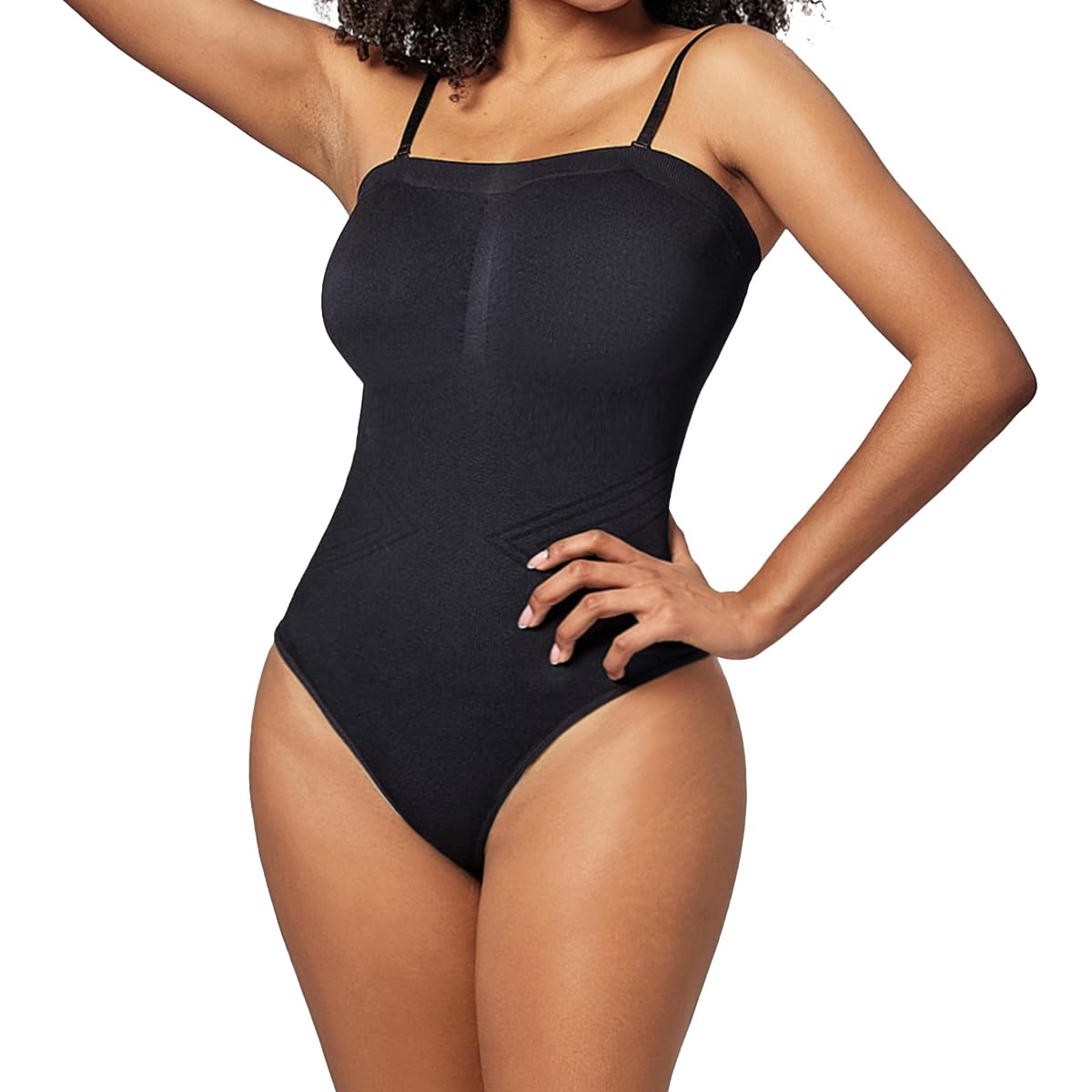 Women's Spaghetti Strap Bodysuits Sexy Sleeveless Removable Strap Tops One Piece Shapewear Bodysuits Tops