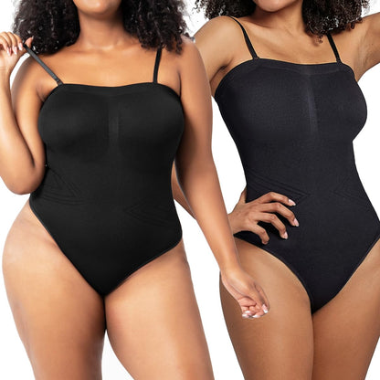 Women's Spaghetti Strap Bodysuits Sexy Sleeveless Removable Strap Tops One Piece Shapewear Bodysuits Tops