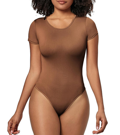 Bodysuit for Women Long Sleeve Zip Up Shapewear Seamless Ribbed Mock Turtle Neck Deep V Body Suit Tops Winter