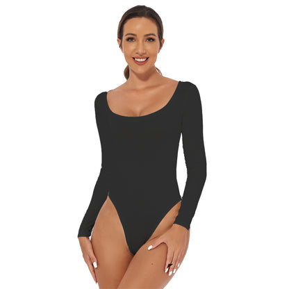 Women's Long Sleeve Bodysuit Top Square Neck Sexy Thong Tummy Control Slim Shapewear