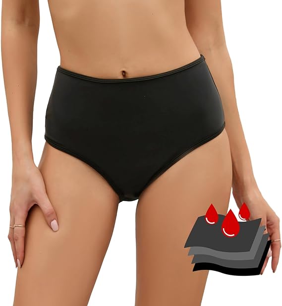 SherryDC Women's Period Swimwear Bikini Bottoms-Menstrual Leakproof Swimsuit Bottoms Briefs for Teen Girls