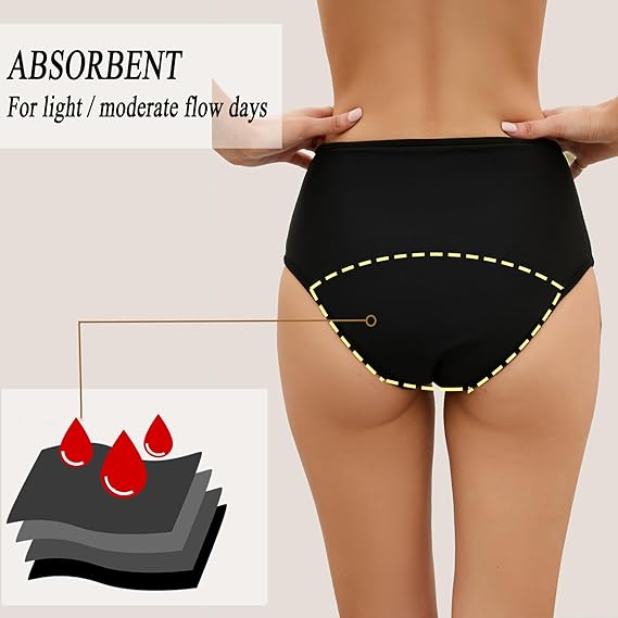 SherryDC Women's Period Swimwear Bikini Bottoms-Menstrual Leakproof Swimsuit Bottoms Briefs for Teen Girls